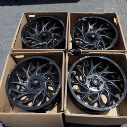 (4) 20” Fuel Gloss Black Milled Wheels - D741