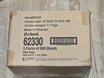 Oxford Wide Rule Filler Paper 500 Sheets 8" x 10.5" White Notebook Paper 5 Pack