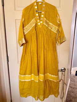 Brand New, Mustard Yellow Mirror-Work Dress
