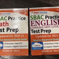 Grade 5 SBAC Math & English Test Prep 2021-22 Like New No Writing