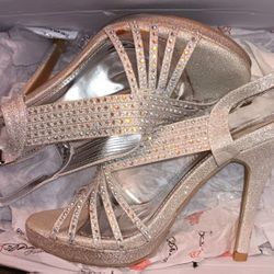 Studded Bridal Heels (Size 8)