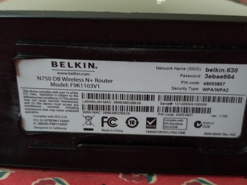WIFI Router Belkin, F9K1103v1