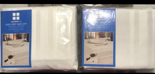 White satin stripe tablecloth