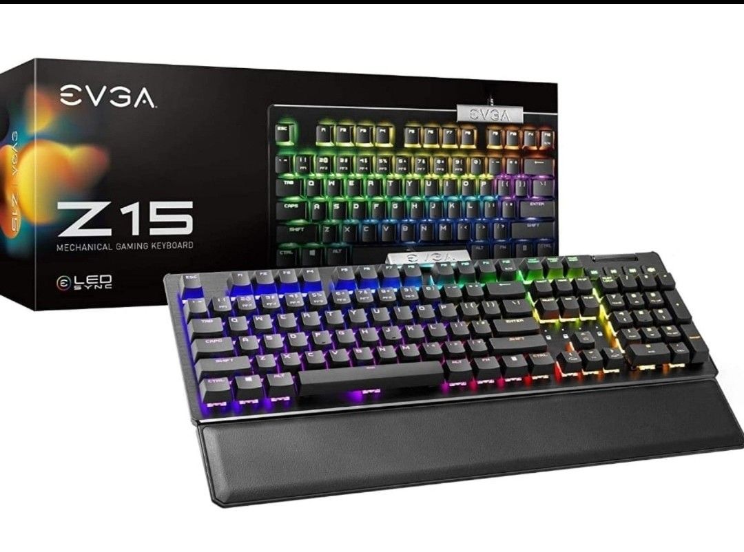 EVGA Z15 RGB Gaming Keyboard, RGB Backlit LED, Hotswappable Mechanical Kaihl Spe
