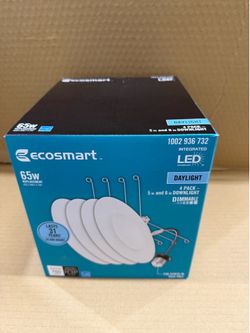ecosmart -  6 in. Integrated LED White Canless New Construction or Remodel Dimmable Recessed Light Trim DAYLIGHT White, (4-Pack