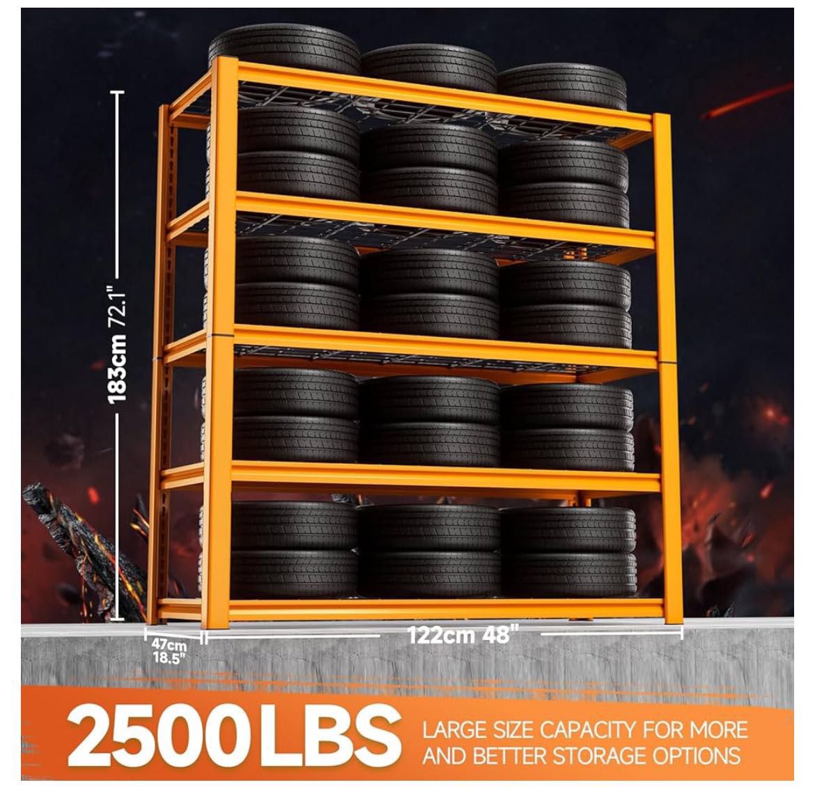 😀 Garage Shelving 48''W Heavy Duty Storage Shelves for Garage Storage Organization Hold 2500Lbs Metal Wire Garage Racks Storage Shelves 