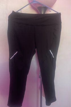 AVIA Women's Black Activewear Mesh Insert Athletic Leggings