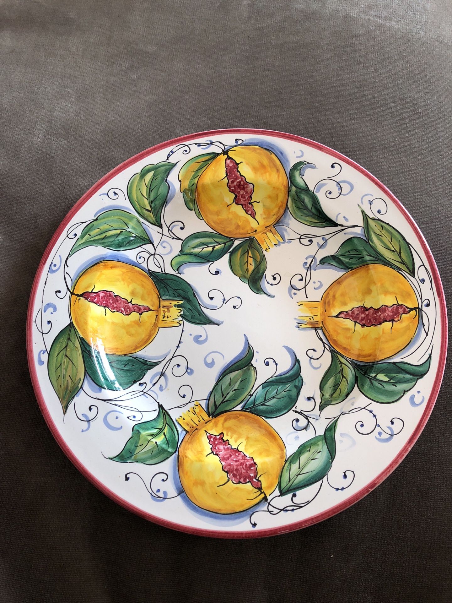 Hand painted Italian serving platter POMEGRANATES