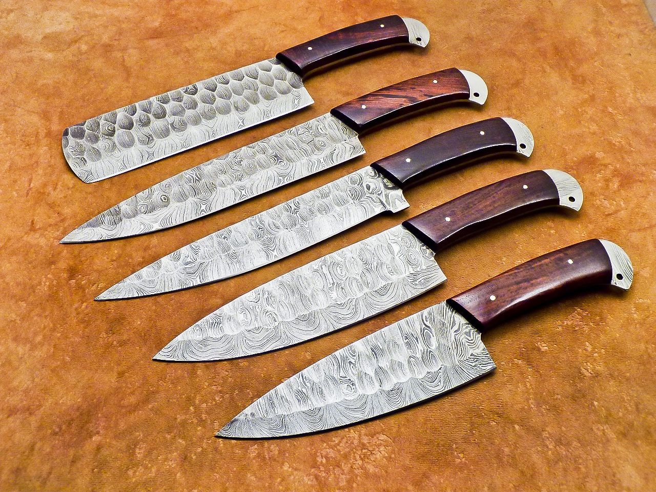 Handmade Damascus Steel 5 Piece Chef Knife Set