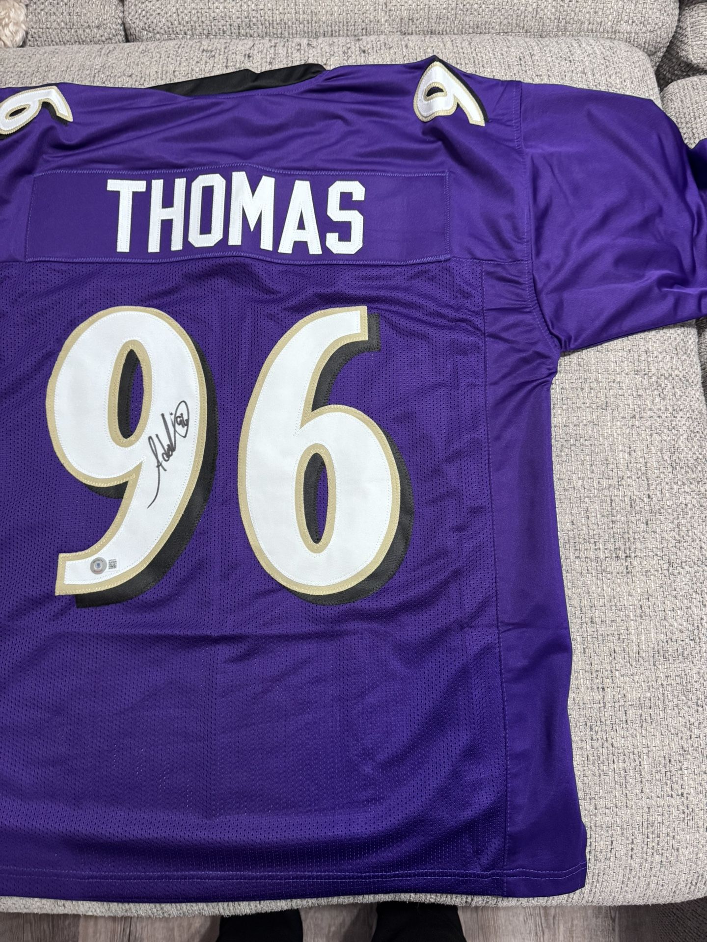 Adalius Thomas Signed Autograph Custom Jersey - BECKETT COA - Baltimore Ravens