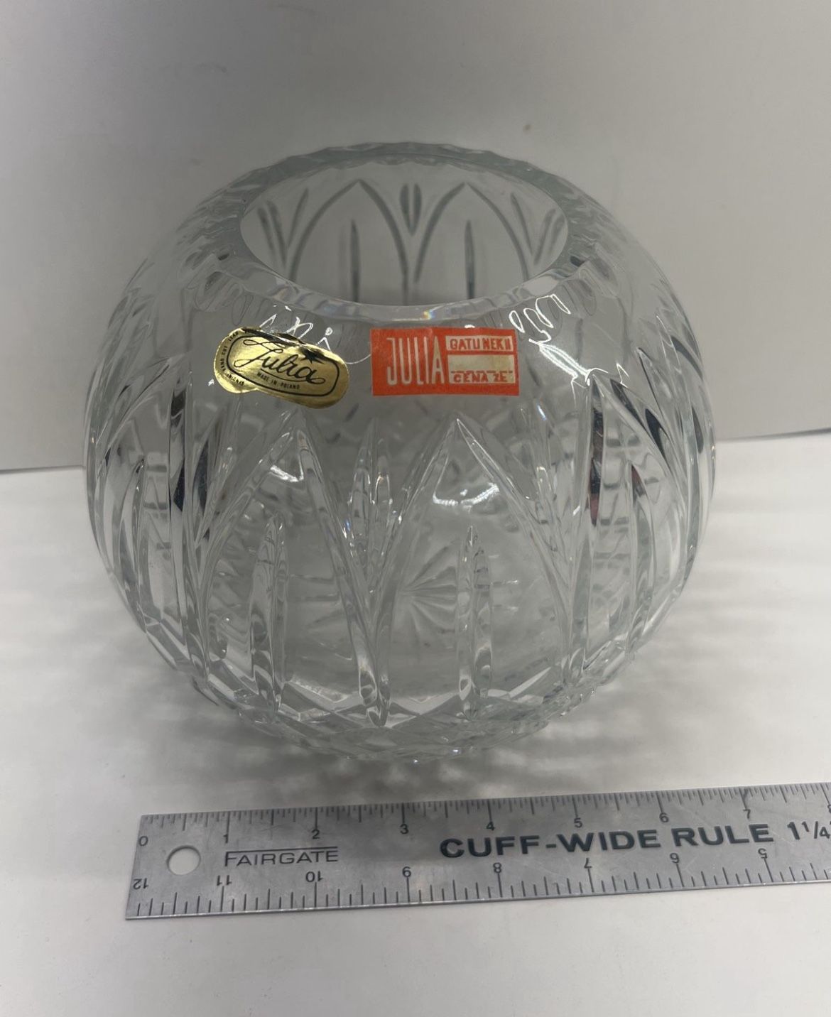 VTG JULIA HAND CUT CRYSTAL ? Glass ROSE BOWL MADE IN POLAND Gatunek Cena