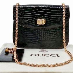 GUCCI Dark brown Croc Porosus Bag.