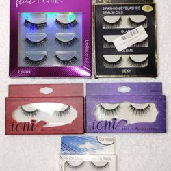 Lot of 5 Mixed False Eyelashes Various Styles — Brand New 