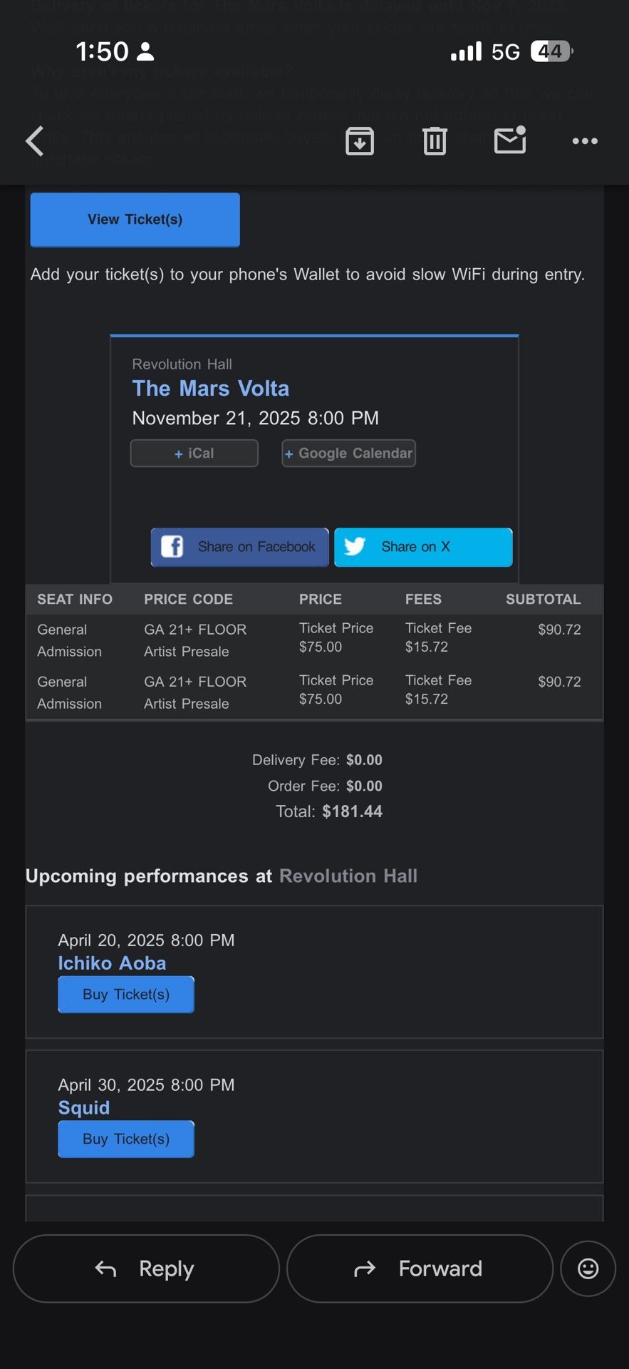 The Mars Volta revolution Hall SOLD OUT!