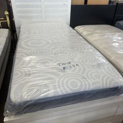 Twin size mattress, and boxspring and bed good condition free delivery