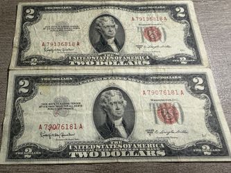 (2) 1953 A Red Seal $2.00 Bills