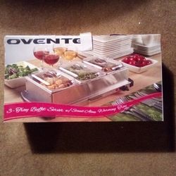 Ovente 3-tray Buffet Server w/  Standalone Warming Tray