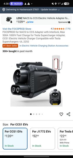 NACS to CCS1 regular electric car plug to Tesla Supercharger Adapter (Open Box)