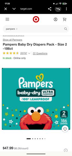 BRAND NEW Pampers Baby Dry Diapers Pack - Size 2 -186ct