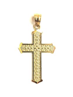 Cross religious pendant 14K REAL YELLOW GOLD.