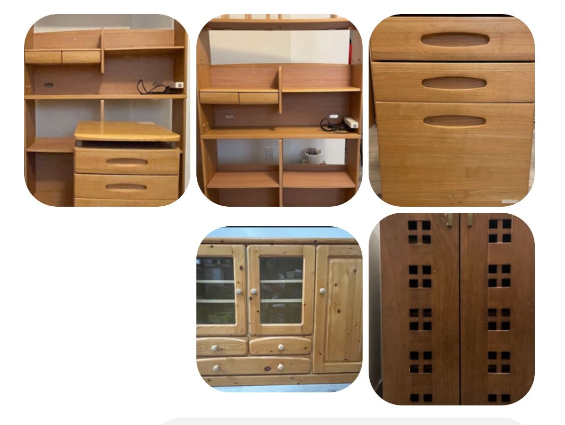 4pcs Furniture Set Deal – KOIZUMI Desk + Wagon + Cabinets