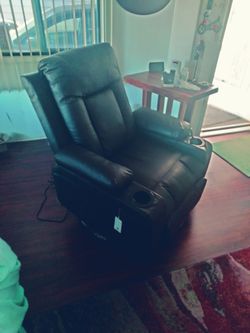 Black Faux Leather Power Recliner Chair