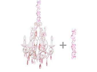 NEW Tadpoles Mini 4-Bulb Vintage Chandelier - Pink Sapphire | 14" x 14" x 17" | Plug-In or Hardwired