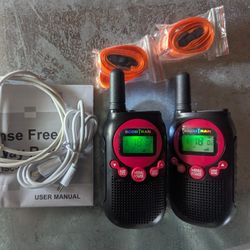 New Walkie Talkies Handheld Ultralight 2 Way Radios REI Camping Hiking Backpacking Led Backlit, Vox Hands-Free, Flashlight, USB Rechargeable Battery