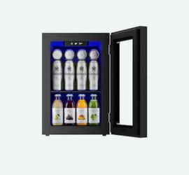 6 Bottles & 24 Cans Mini Beverage & Wine Refrigerator-Portable Wine Cooler with Glass Door, Mini Fridge for Home/Office - Black