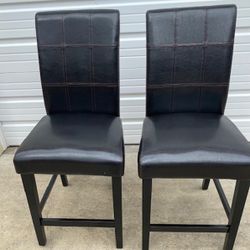 New, Price Firm, Blythe Collection 71072 Set of 2 24" Counter Height Chairs with Brown Bycast PU Leather