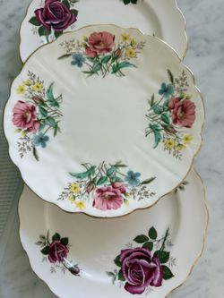 3 mismatched Royal Kent and Ansley Salad plates