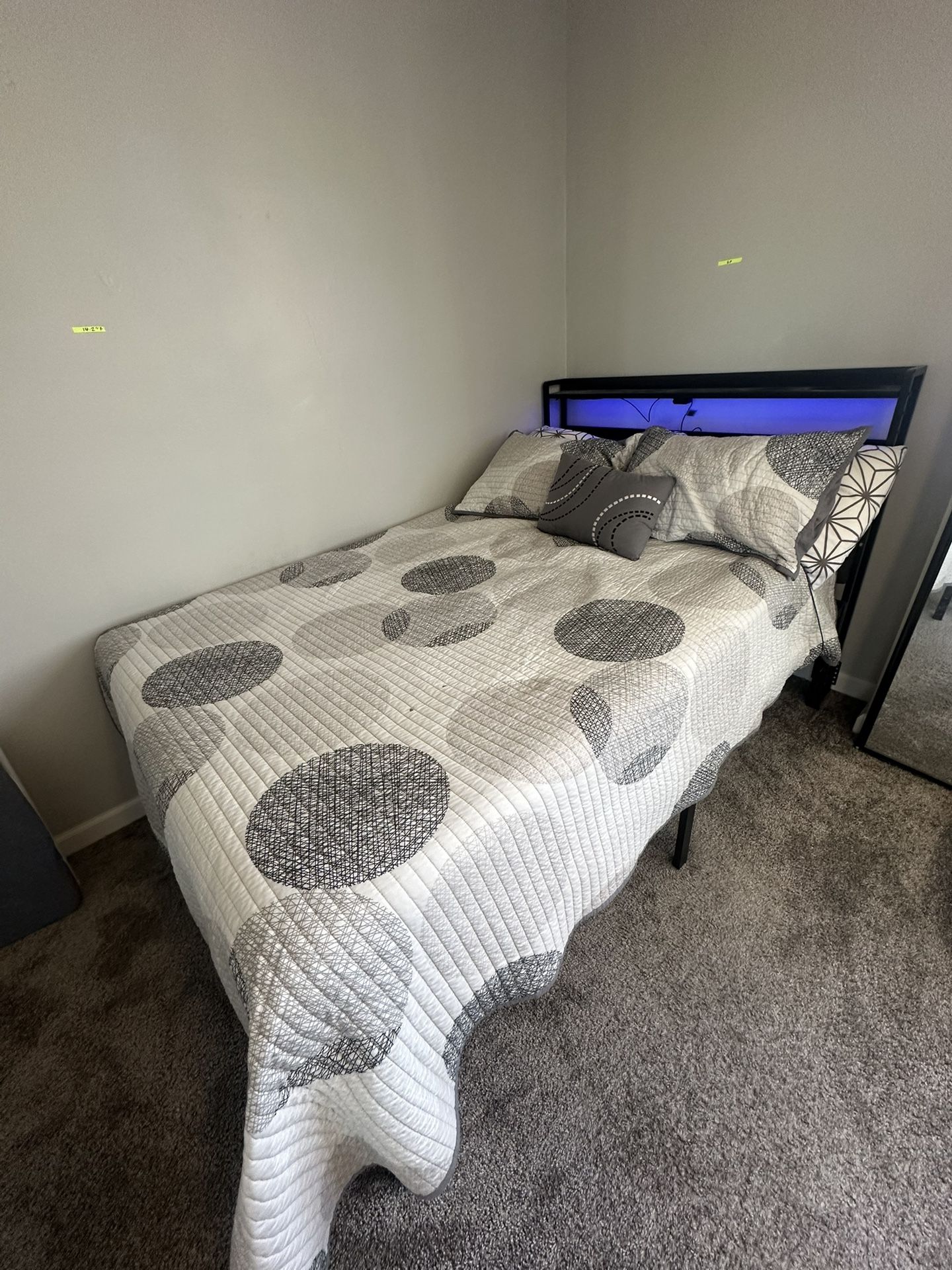FULL SIZE: LED Headboard with USB & Type C Port, Metal Bed Frame, and 10'' Lucid Mattress
