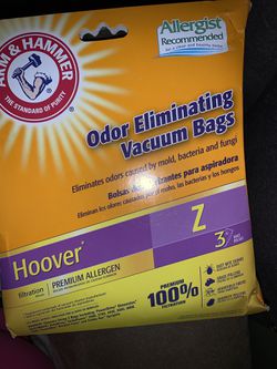 3 Pack Arm & Hammer 62612B Hoover Z Odor Eliminating Vacuum Bags & Vacuum Filter