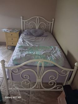 White Metal Scroll Bed Frame