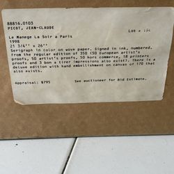 Le Manage La Soir a Paris Seriograph 1998 21'' x 26". Appraised at 750$