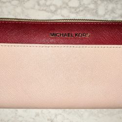 Authentic Michael Kors Zip Around Very Very / Pink Rose Wallet, 8x4 In