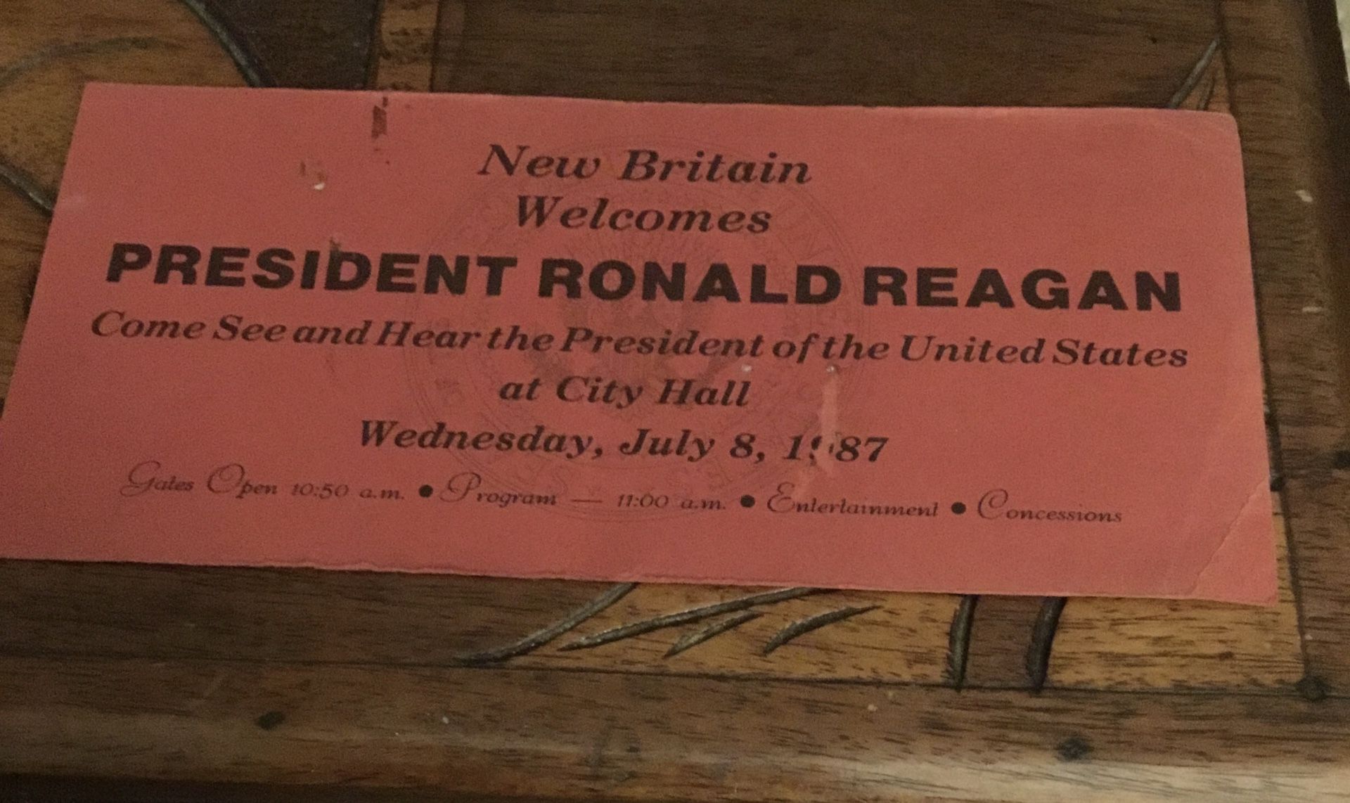 Vintage Ticket To Ronald Reagan event
