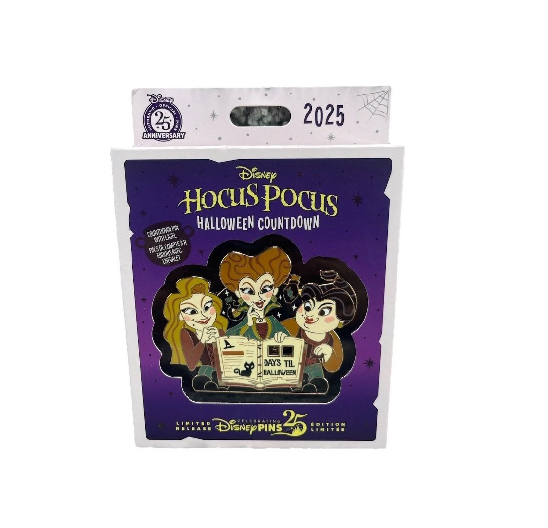 Disney Parks Pin 2025 Hocus Pocus Halloween Countdown Sanderson Sisters LR New