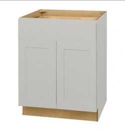 Avondale 27 in. W x 24 in. D x 34.5 in. H Ready to Assemble Plywood Shaker Base Kitchen Cabinet in Dove Gray