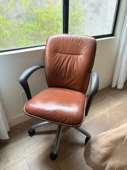 Cognac Brown Leather Office Chair