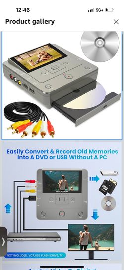 DVD/CD Recorder, VHS to DVD Converter Machine,Convert Analog to Digital from AV to Disc,USB Device,SD Card,HDD, Smart Phone WiFi to CD,USB,SD Copy, TV