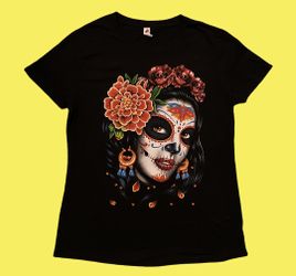 CATRINA DIA DE LOS MUERTOS T-SHIRT 100% COTTON LADYS CUT