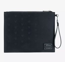 Loungefly Disney Mickey & Minnie Mouse Silhouette Allover Embossed Wristlet Pouch