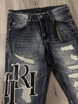 Size 31 Dark Blue Skinny Jeans With Leather Logo