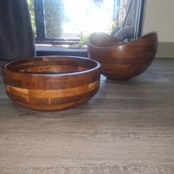 ** 2 Teak Wood Bowls **