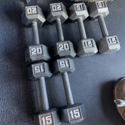 Like new Sets of Dumbbells - 8lb, 15lb,  20lb