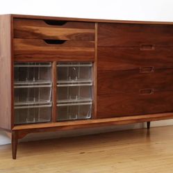 Mid Century Modern MCM Danish Dresser Drawers Walnut