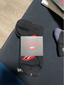 Black and red Matty boy mouth chrome heart socks