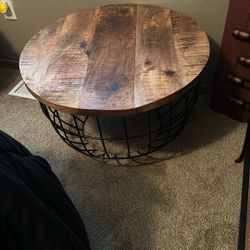 Wood And Metal End Table