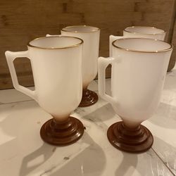 Vintage Pedestal Milk Glass Coffee Mug 